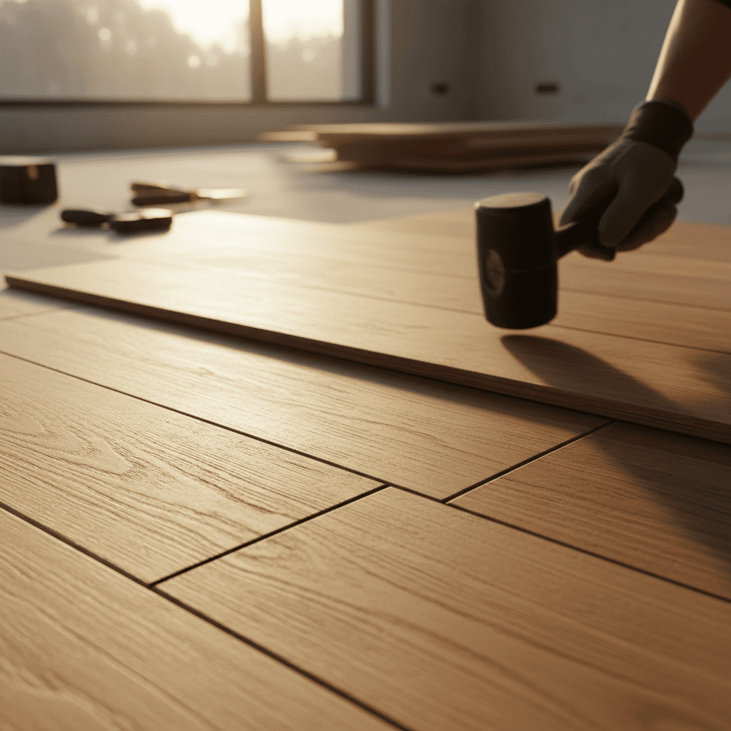 Hardwood flooring installation with professional finish