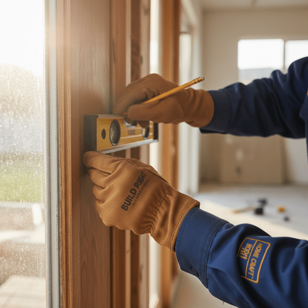 Contractor measuring interior wall during remodeling