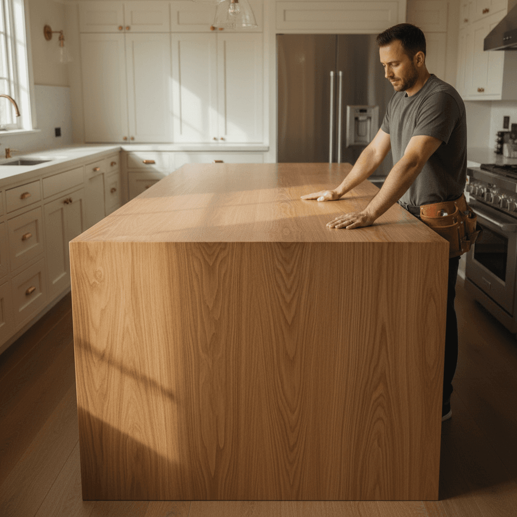 Modern kitchen with custom cabinetry and granite countertops